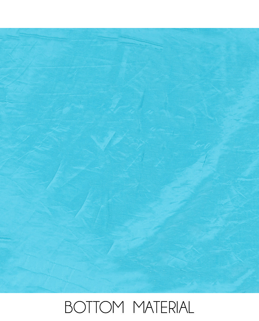Rama Blue Semi-Silk Material Churidar Features a Floral Embroidered Top, a Matching Bottom, Embroidered Dupatta