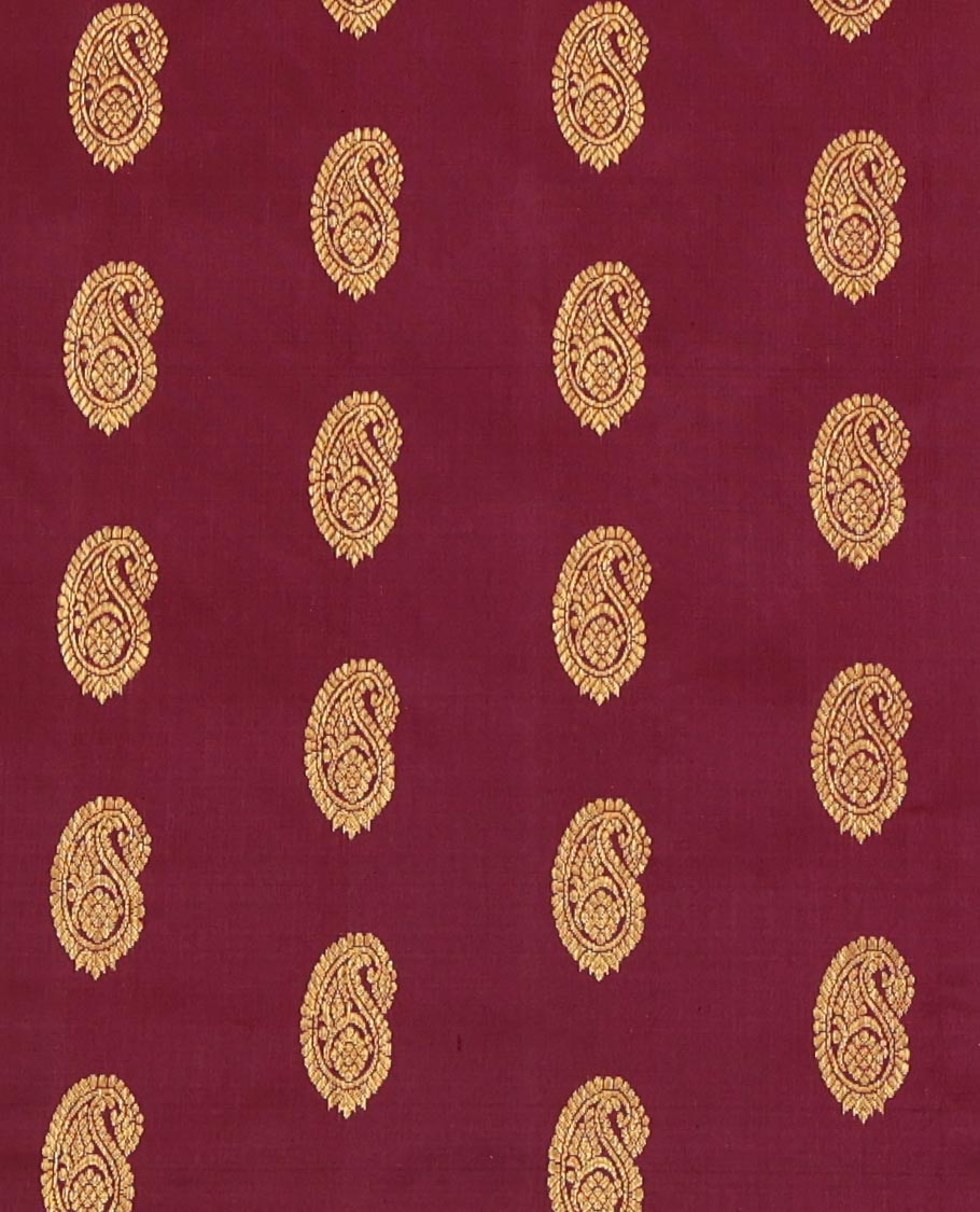 Maroon Pure Silk Navarathna Pavadai Material Set