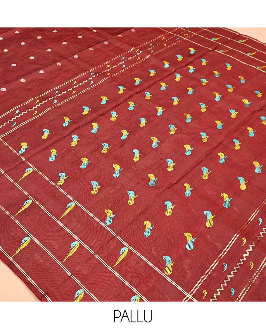 Maroon Venkatagiri Silk Saree