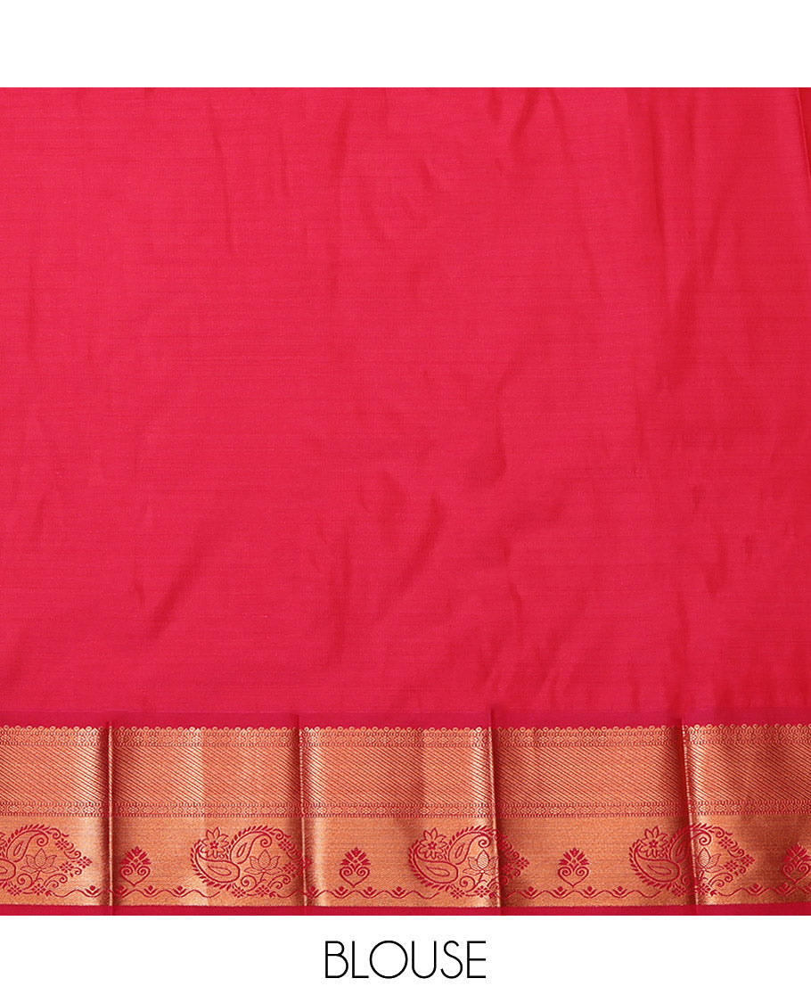 Green Budget Silk Saree, Accentuated with Jacquard Design, Contrast Traditional Zari Border, Intricate Pallu and a Contrast Blouse