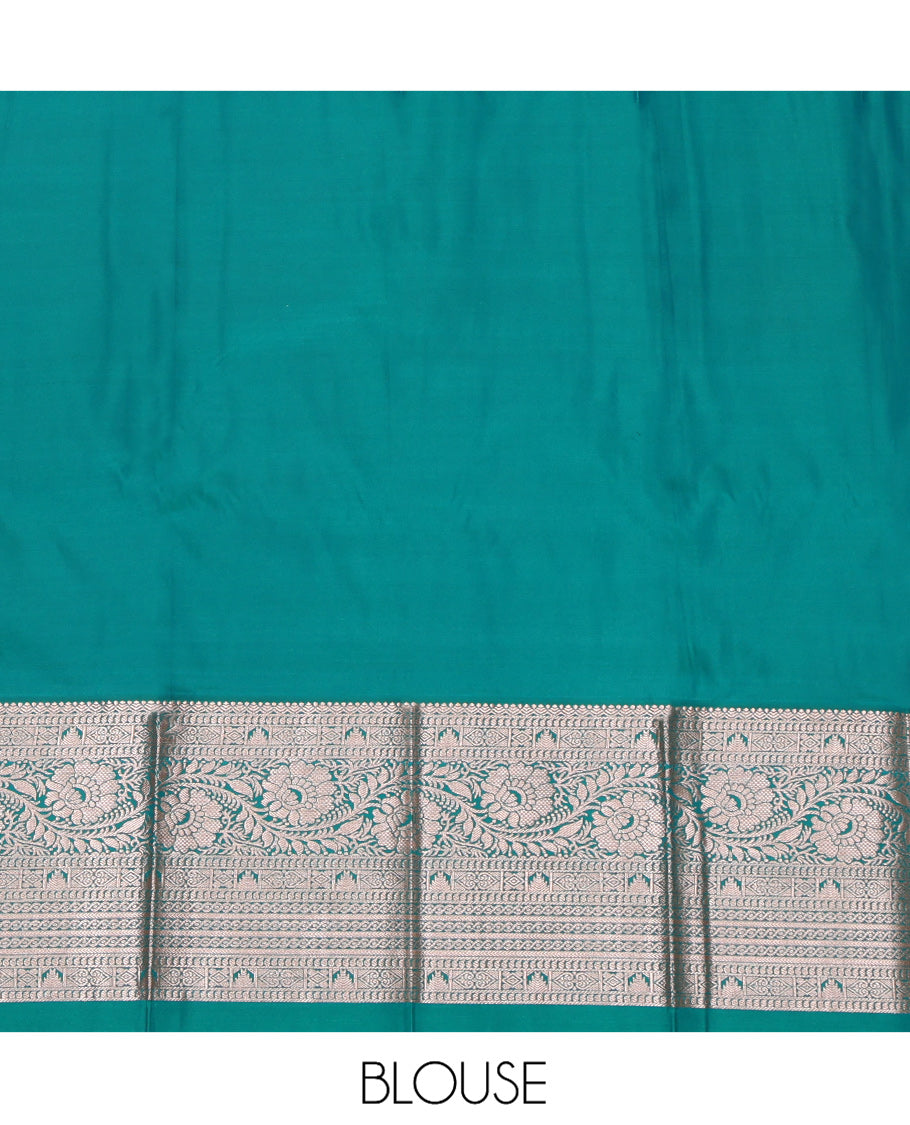 Blue Budget Silk Saree, Adorned with Zari Buttas, a Contrast Traditional Zari Border, Grand Pallu, and a Contrast Blouse