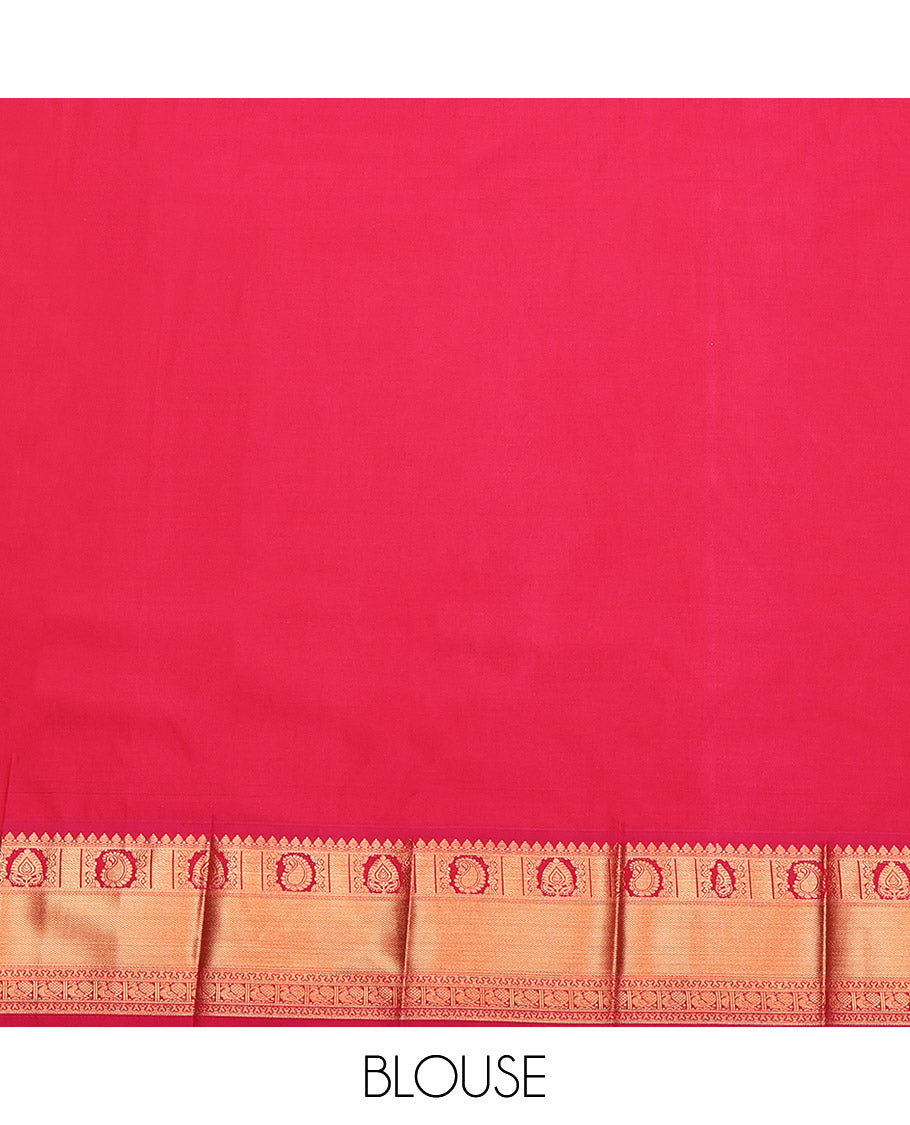 Blue Budget Silk Saree, Richly Detailed with Jacquard Design, Complemented by a Contrast Traditional Zari Border, Grand Pallu and a Contrast Blouse