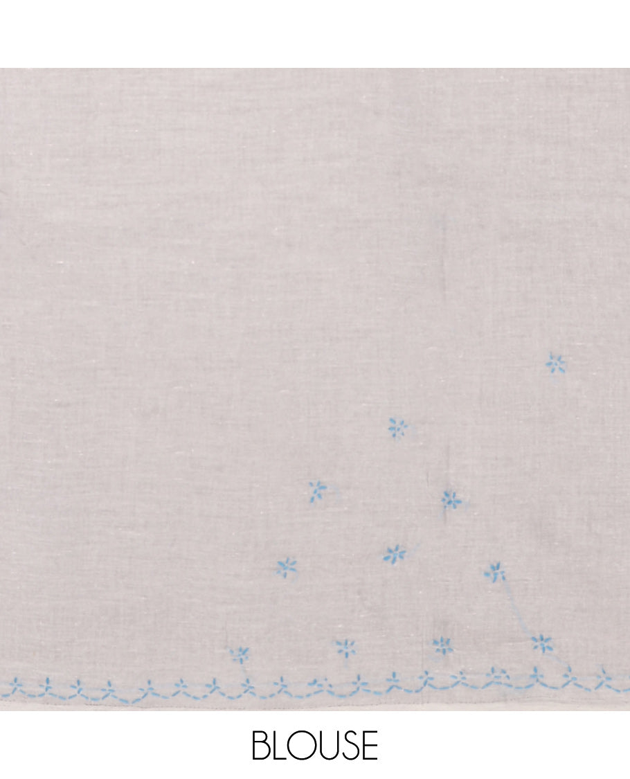 Pale Blue Lucknowi Chikankari Saree