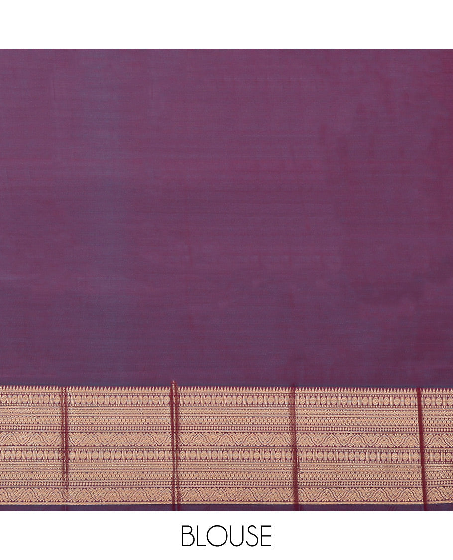 Red Budget Silk Saree, Detailed with Zari Buttas, Complemented by a Contrast Traditional Zari Border, Jaal Pallu, and Contrast Blouse