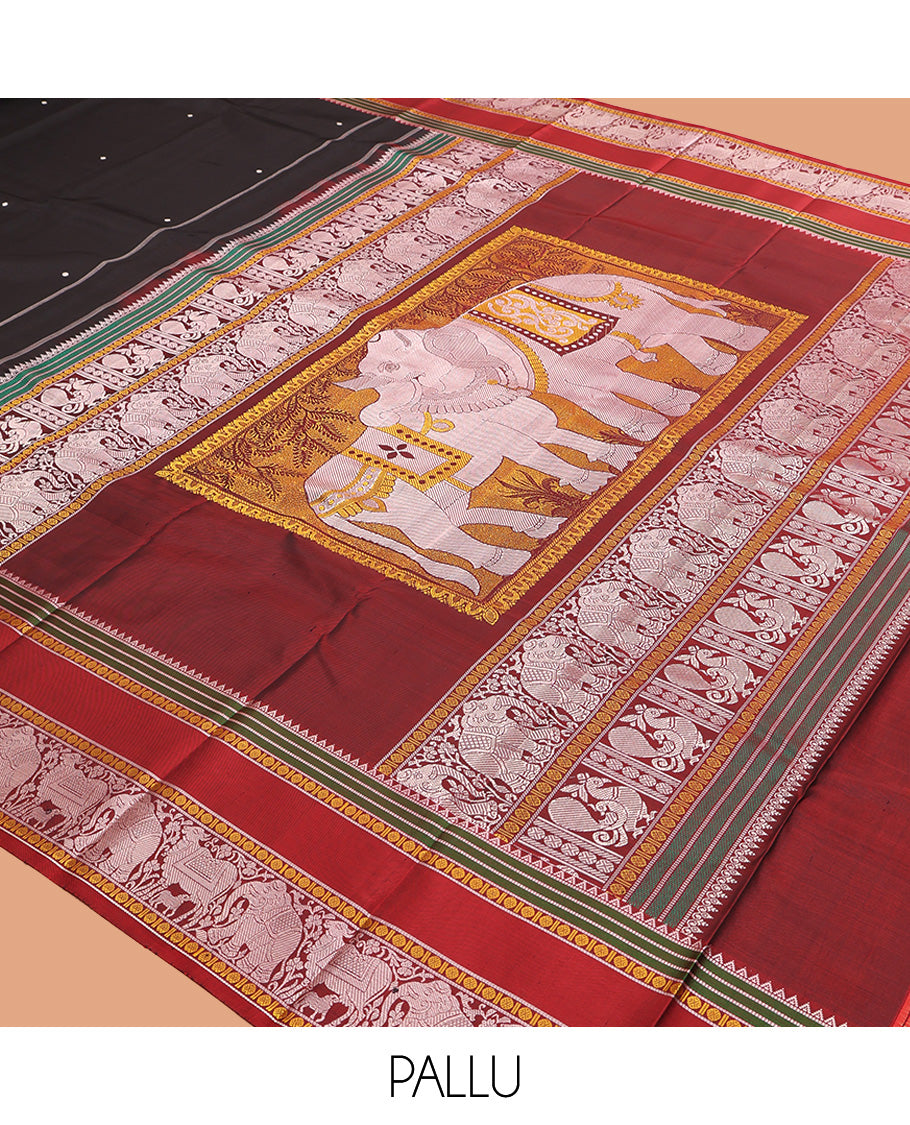 Black Kanchipuram Chettinad Saree