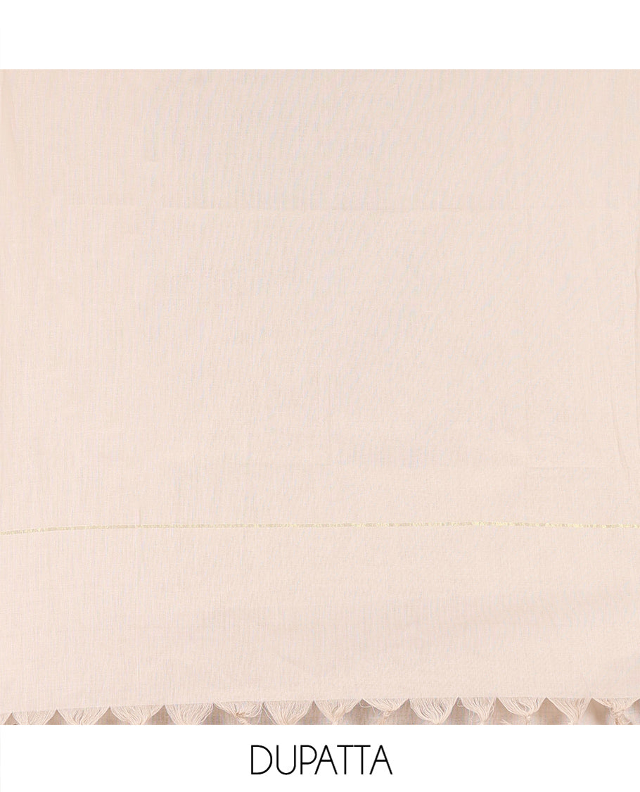 Black-Chikku Cotton Material Chudidar, Adorned with Elephant Print Top, Contrast Plain Bottom, and Contrast Bottom