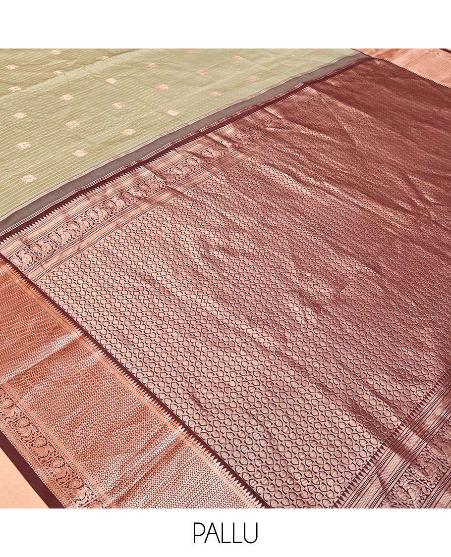 Pista Green and Brown Vasundhara Silk Saree