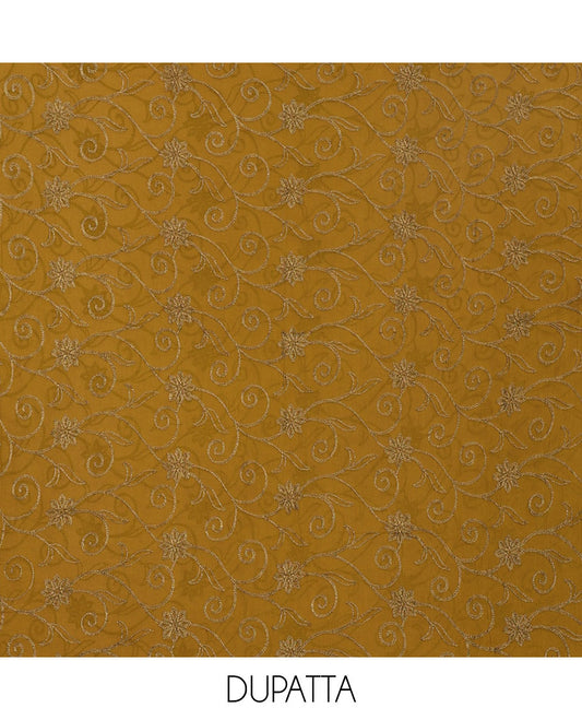 Green Material Chudidar Set Embellished with Phulkari-Style Floral Embroidery and Floral Print Rayon Top, Subtly Made Plain Rayon Bottom, and a Chiffon Georgette Dupatta of Floral Theme Designs