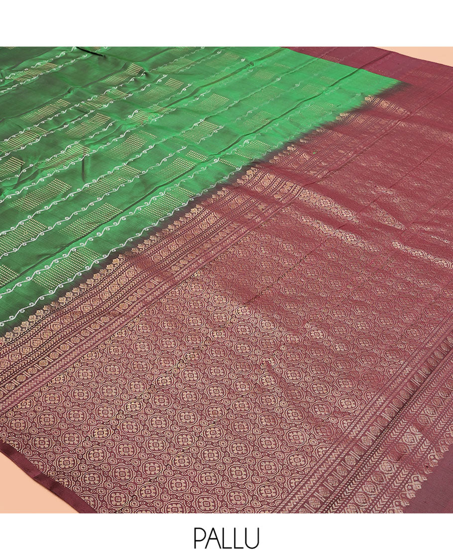 Green Stripes Mayuri Lite Silk Mix Saree
