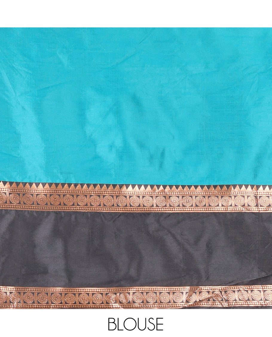 Rama Blue Semi-Silk Half-Saree