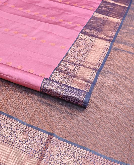 Purple floral buttas vasundhara elite silk saree with contrast intricate zari design border & geometric design pallu