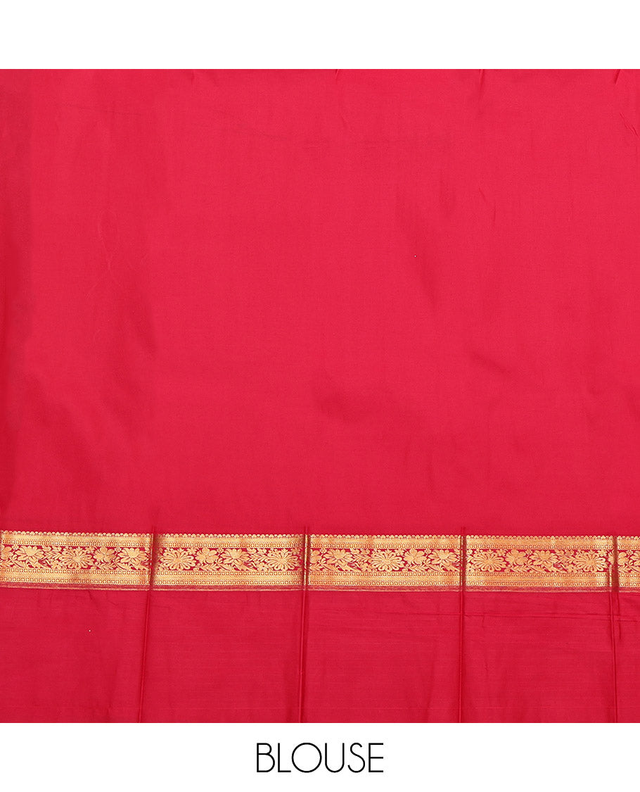 Purple Budget Silk Saree, Subtly Enriched with Zari Buttas, a Contrast Traditional Zari Checked Border, Grand Pallu, and a Contrast Blouse