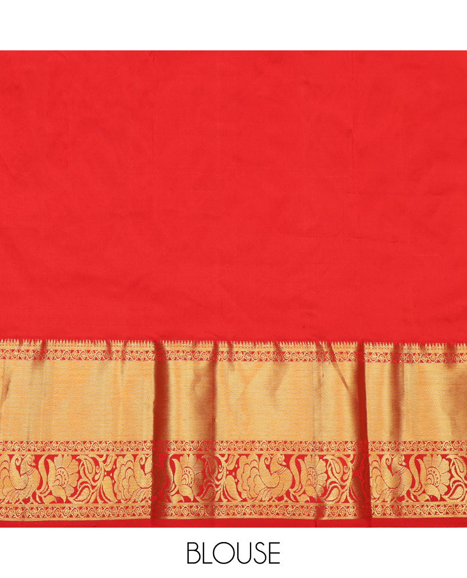 Maroon Pure Silk Navarathna Pavadai Material Set