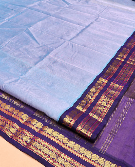 Blue Plain Kuppadam Silk Saree