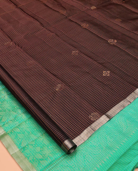 Dark Brown Mayuri Lite Silk Mix Saree