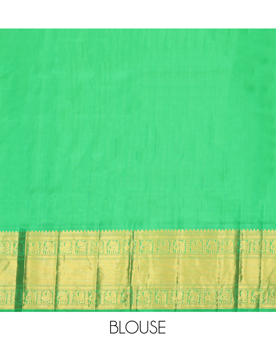 Red Pure Silk Navarathna Pavadai Material Set