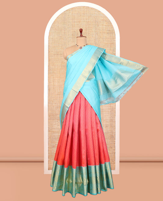 Red Pure Silk Half-Saree
