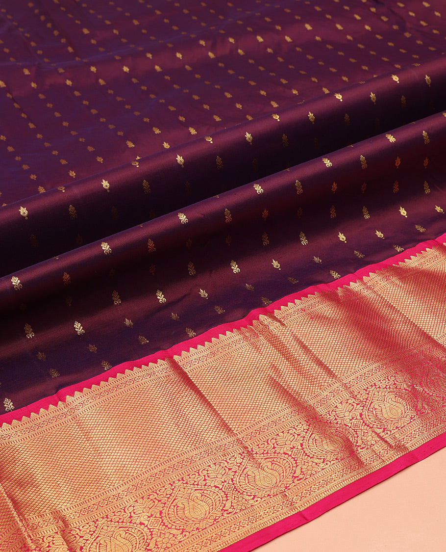 Wine Pure Silk Half Saree