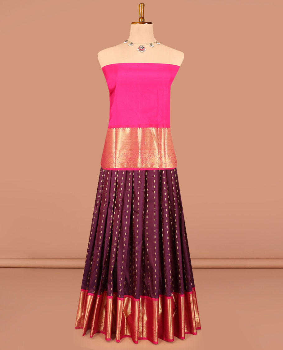Wine Pure Silk Half Saree