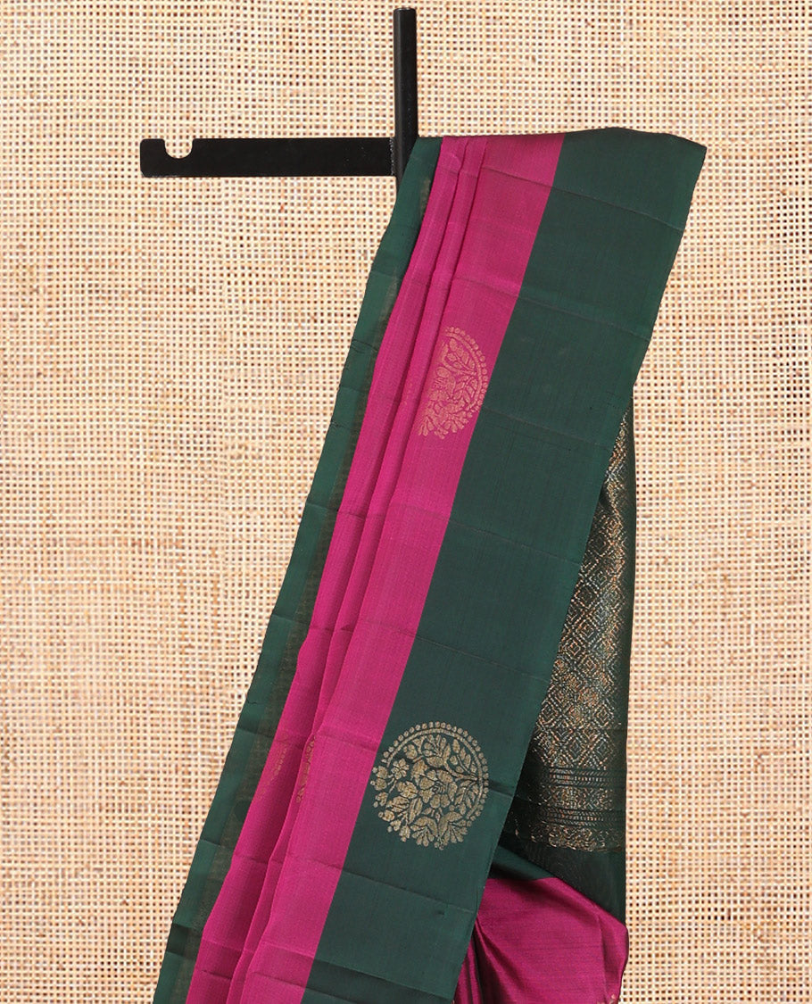 Wine Mayuri Lite Silk Mix Saree, Sparsely Woven with Buttas, Contrast Zari Motif Border, Grand Jaal Pallu, and a Contrast Blouse