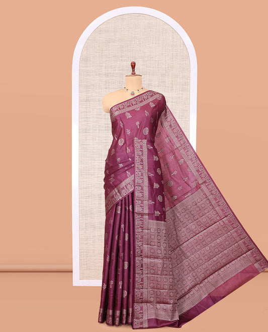 Purple Tussar Silk Saree