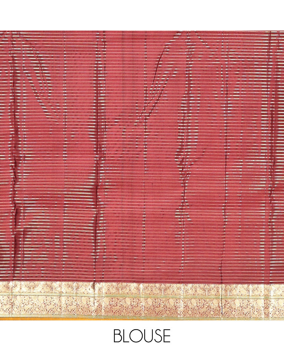 Black Kanchipuram Silk Saree, Detailed with Checks, Contrast Border of Mayil and Yaali Designs, Pallu of Intricate Designs, and a Contrast Blouse