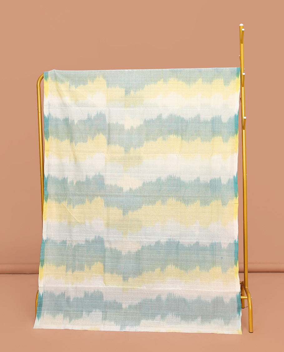 Borderless Multi-Color Mangalgiri Cotton Saree, Uniquely Designed with Ikat Texture, Complemented  by Contrast Pallu, and Paired with a Contrast Blouse