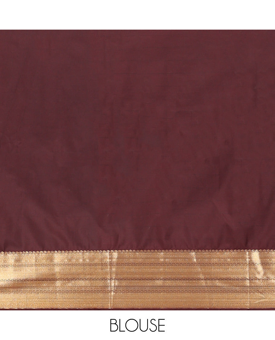 Peach-Coffee Brown Semi-Soft Silk Saree