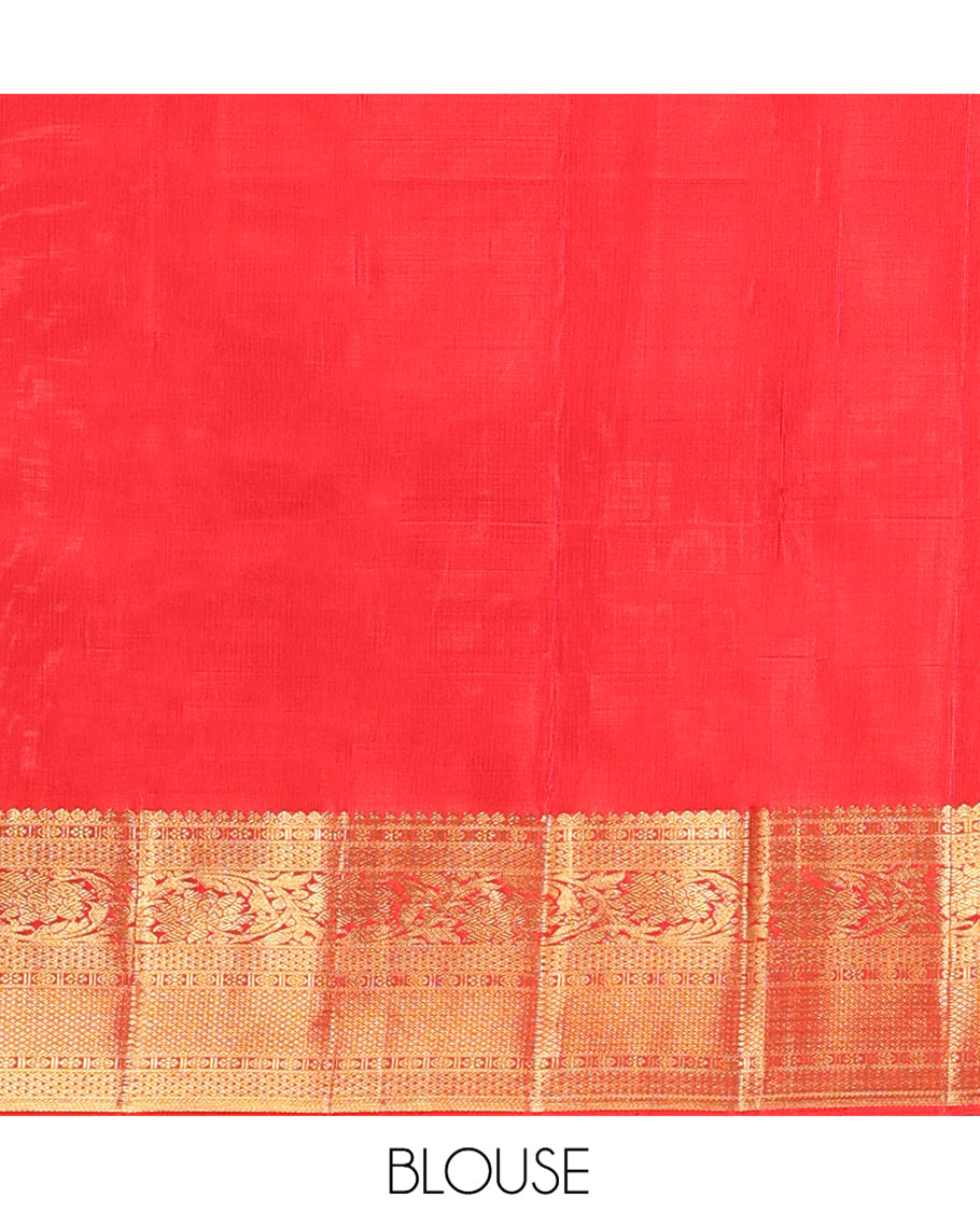 Cream Samudrika Silk Saree, Meticulously Crafted with Zari Butta Enclosed Checks, Contrast Checked Thazampoo Rekku Border of Kodi Visiry Designs, Grand Pallu, and a Contrast Blouse