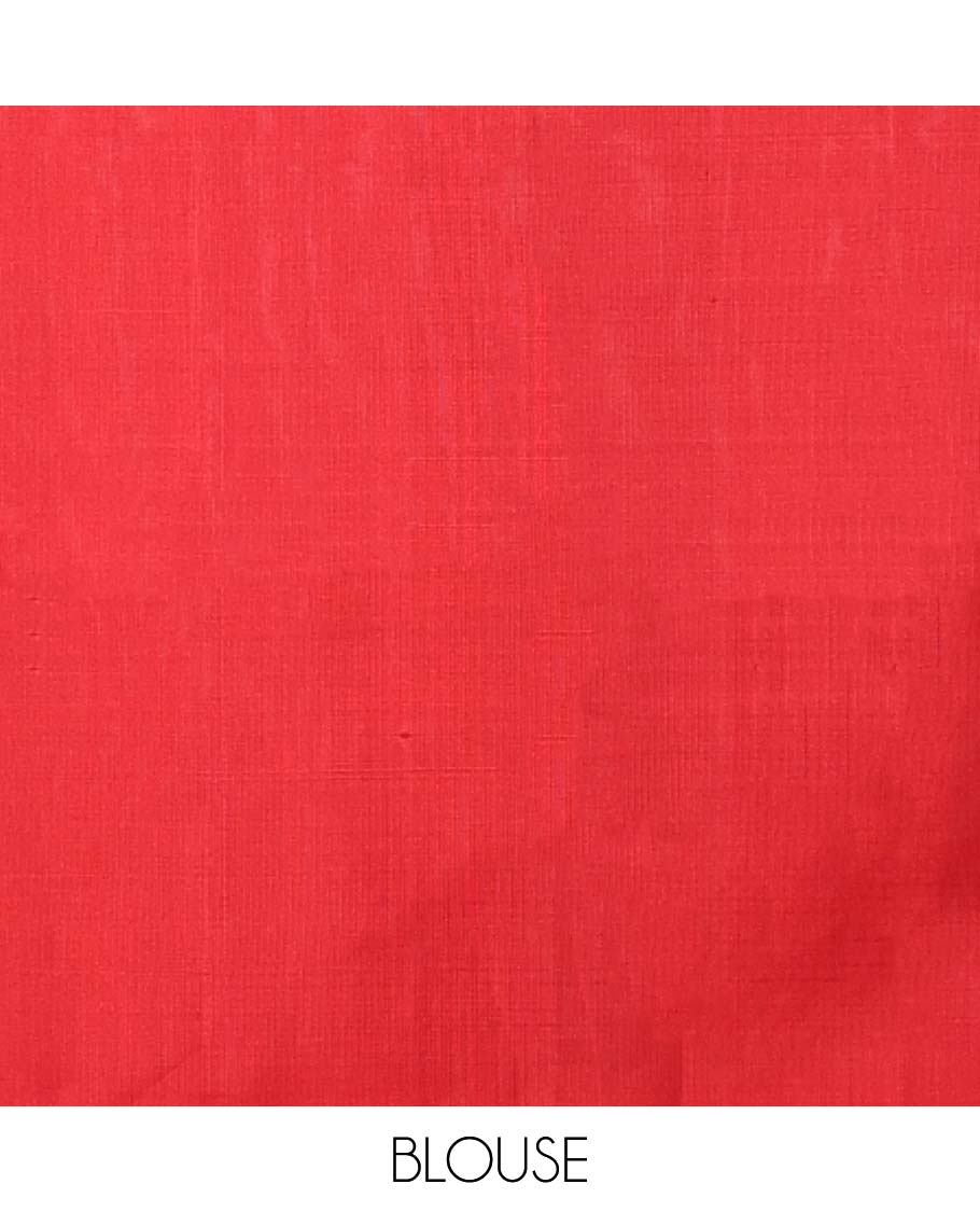 Red buttas mayuri soft silk saree with self-border & pallu of intricate zari design