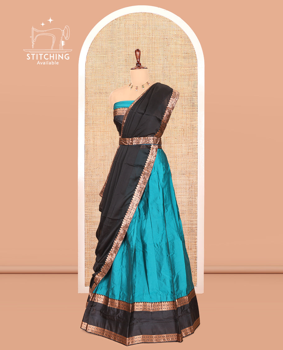 Rama Blue Semi-Silk Half-Saree