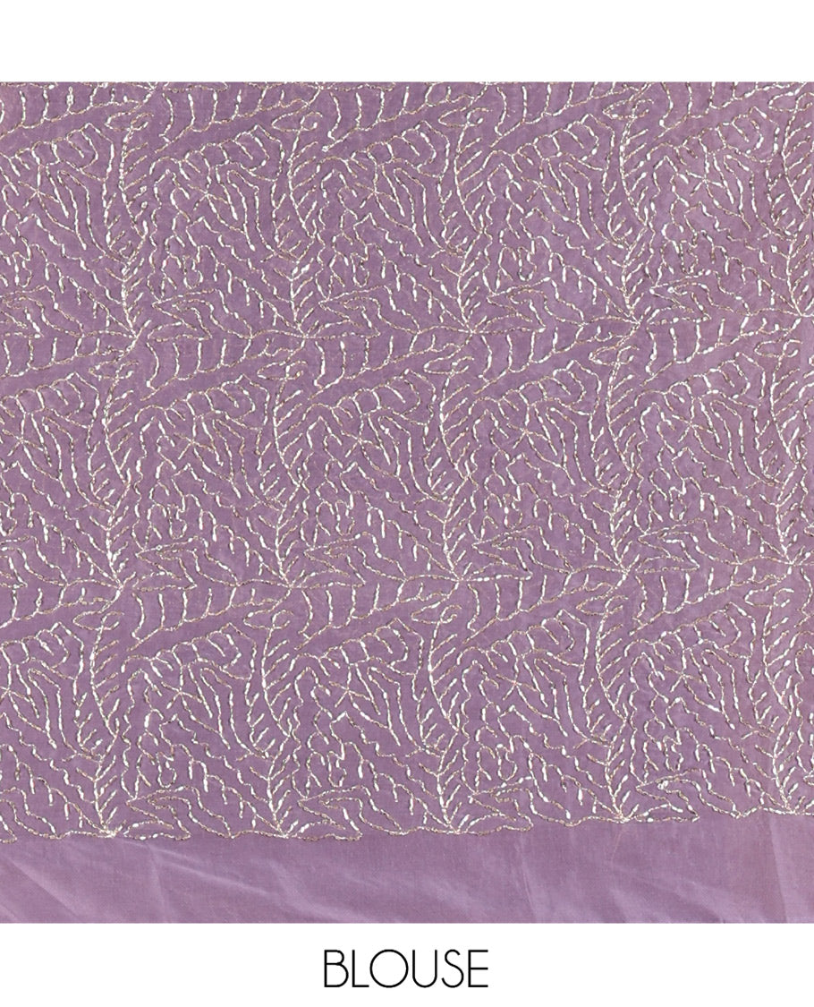 Borderless Lavender Plain Rangoli Chiffon Saree