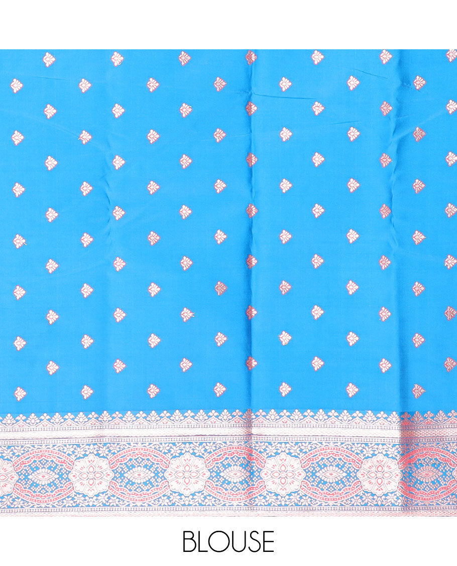Maroon floral jaal design butter silk saree with contrast intricate zari design border & floral design pallu