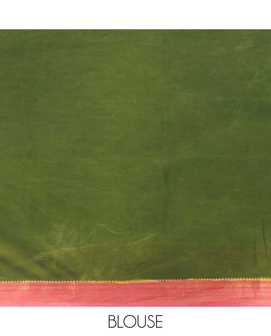 Blue floral, human design handpainted pen kalamkari silk saree with contrast plain border & gods figure design pallu