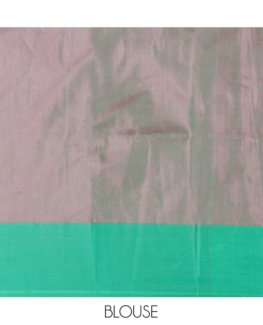 Rani Pink Kanchi Soft Silk Saree, Enriched with Chevron Stripes on Its Body, Complemented by a Contrast Chevron Striped Border, Striped Pallu, and Paired with a Contrast Blouse
