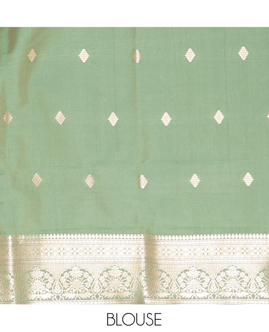 Pink Zari Design Elite Soft Saree, Contrast Rettai Pettu Border, Grand Pallu, and a Contrast Blouse