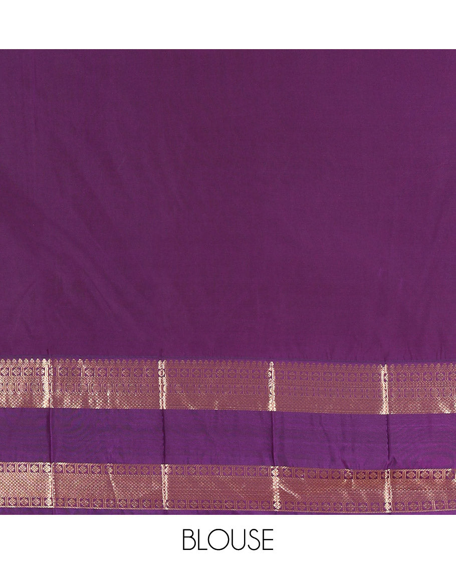 Light Pink-Purple Budget Silk Saree, Adorned with Zari Buttas, Contrast Rettai Pettu Traditional Border, Jaal Pallu, and a Contrast Blouse