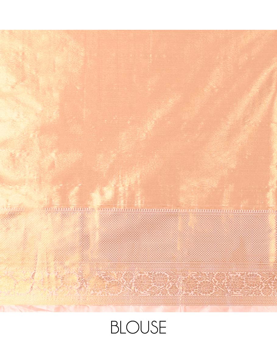 Grey checked, floral motifs semi tissue saree with contrast floral zari design border & intricate zari design pallu