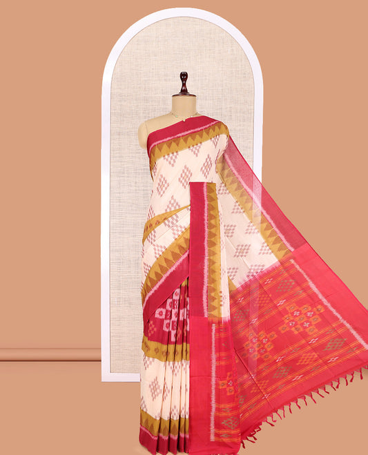 Sandal Pochampally Ikat Cotton Saree