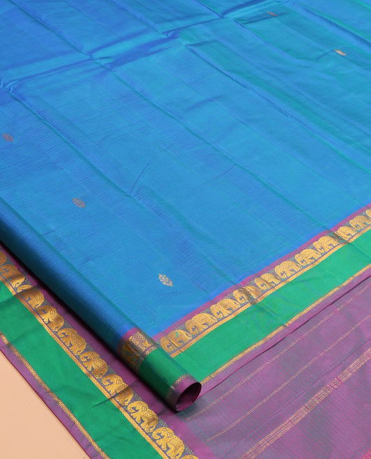 Blue Striped Kanchipuram Silk Saree