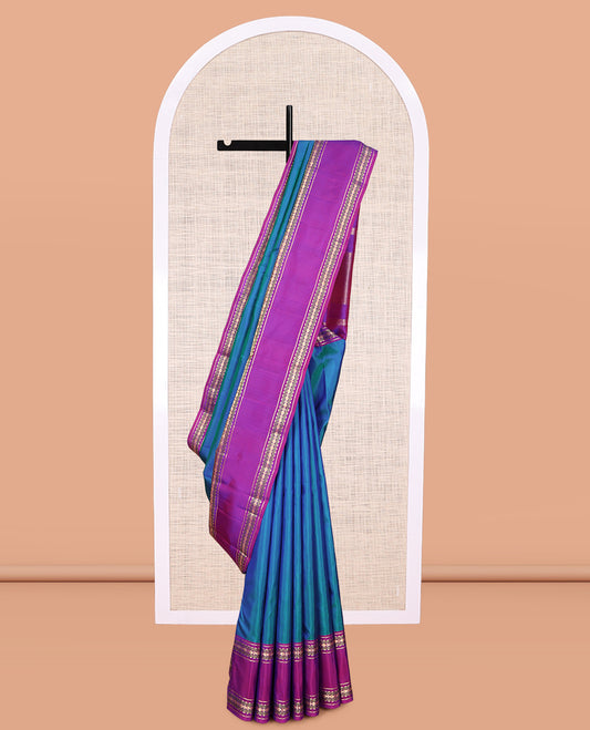 Blue Plain Kanchipuram Silk Saree