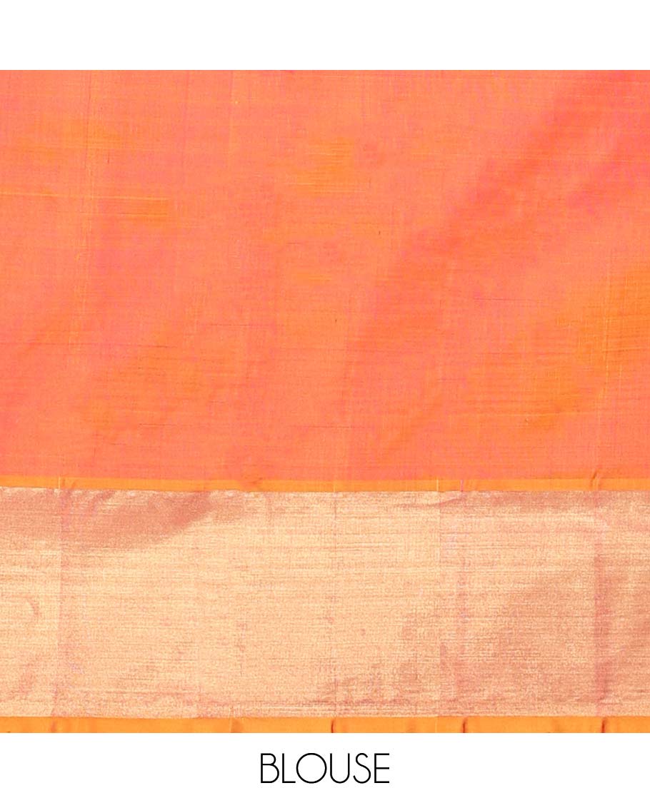 Red floral motifs Vengatagiri silk saree, contrast bavanji border & scintillating pallu of ogee pattern