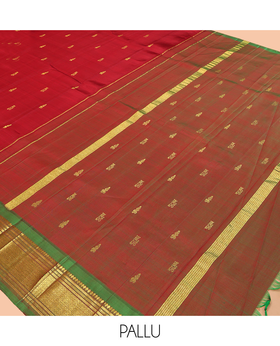 Red Kanchipuram Zari Butta Silk Saree