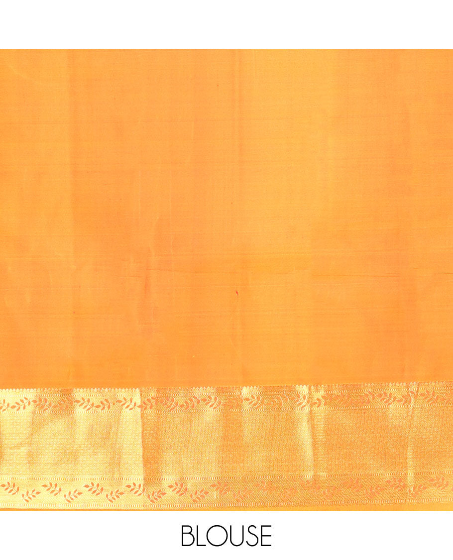 Pink floral jacquard kancheepuram silk saree with contrast zari design border & argyle design pallu