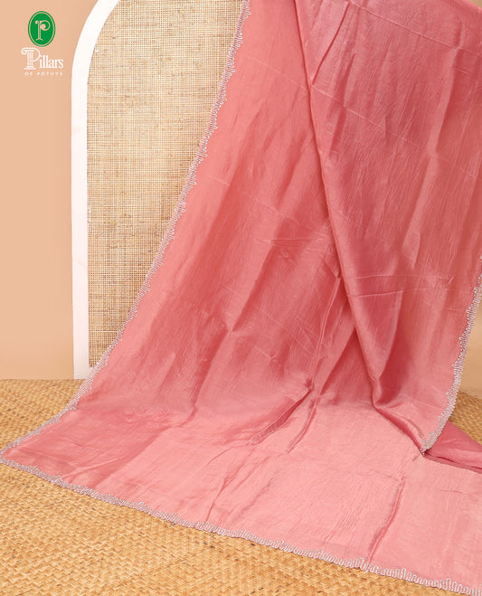 Onion pink candy crush saree with jargon stone work border & self pallu along with plain blouse