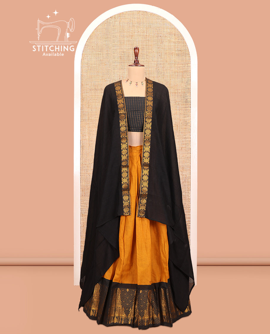Mustard Sungudi Half-Saree