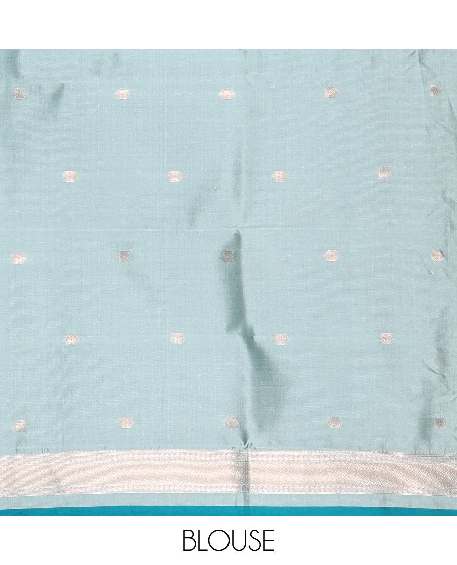 Rama Green zari buttas kanchi silk saree, temple zari border, zari-rich jaal pallu, and zari motifs woven blouse