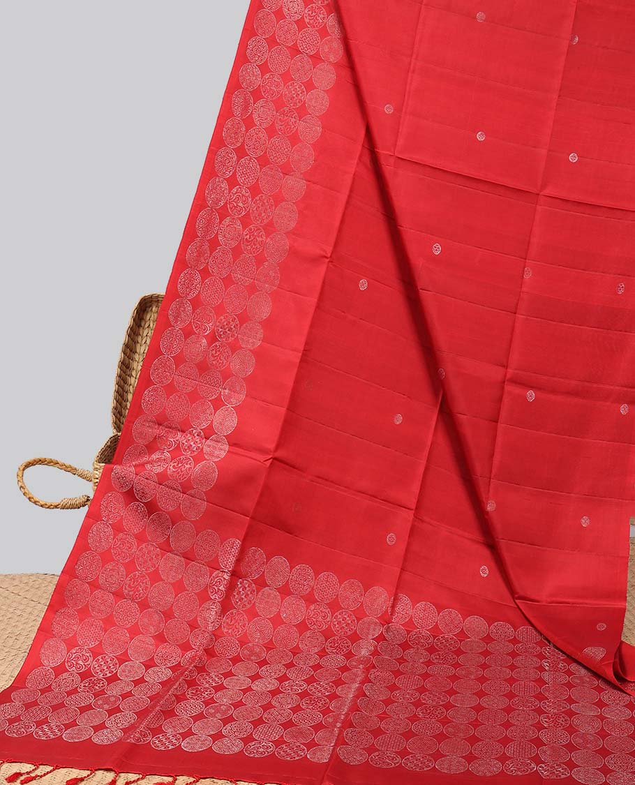 Red buttas mayuri soft silk saree with self-border & pallu of intricate zari design