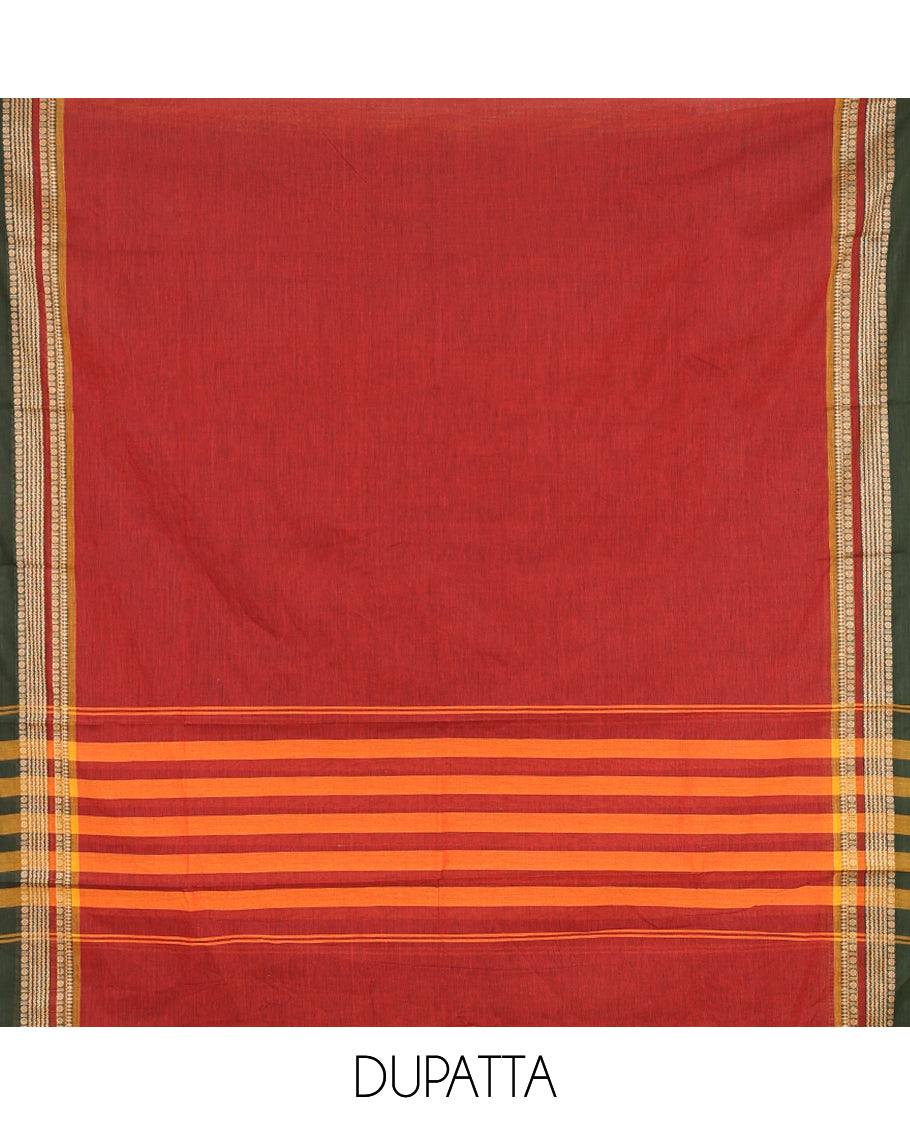 Maroon Mercerised Cotton Material Chudidar Set