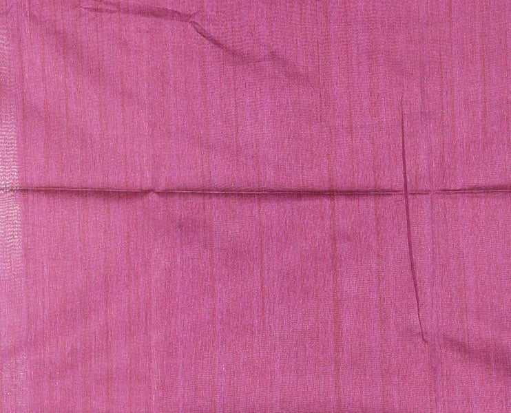 Chikku-purple plain Khicha katan silk saree, contrast purple temple border, ikkat printed pallu with tassels, and a contrast blouse